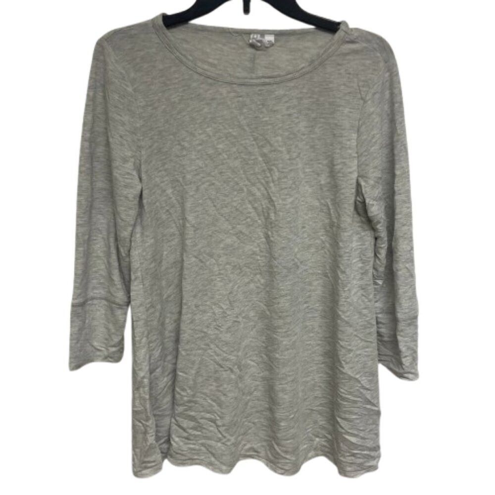 Cable & Gauge Womens 3/4 Sleeve Scoop Neck Top Heather Grey Size Medium